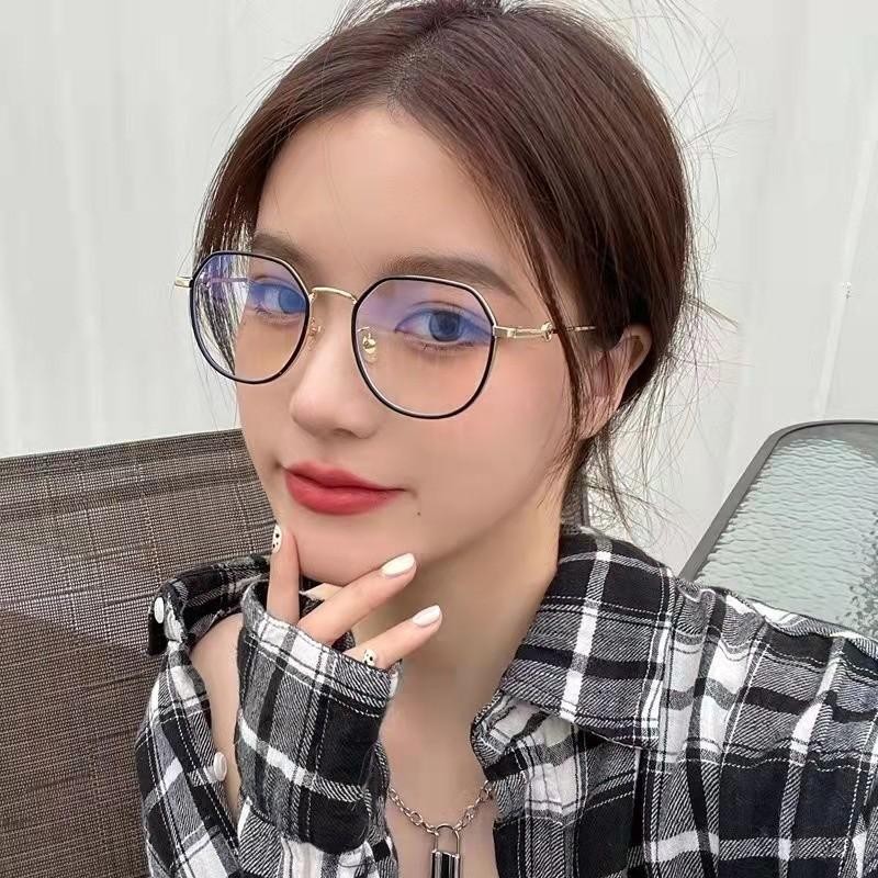 Zbh Kacamata Anti Radiasi 6637 Kaca Mata Poligonal Wanita Pria Frame Sunglasses Lensa Transparan Fas