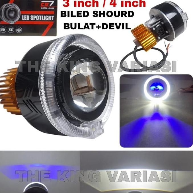 LAMPU BILED PROJECTOR CAHAYA SUPER TERANG DEVIL SHROUD LED 3 INCH 4 INCH/ LAMPU BILED BULAT 3 INCH/ 