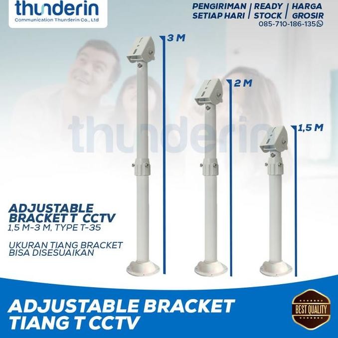 Adjustable Bracket T Tiang CCTV Outdoor, Panjang 1,5 M - 3 M