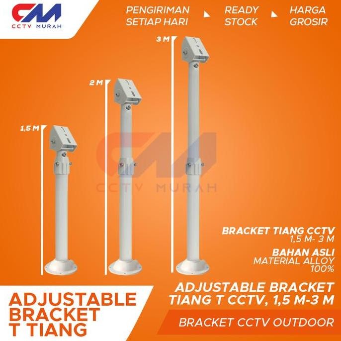 Adjustable Bracket Tiang T35 CCTV Outdoor, Ukuran 1,5 m - 3 m