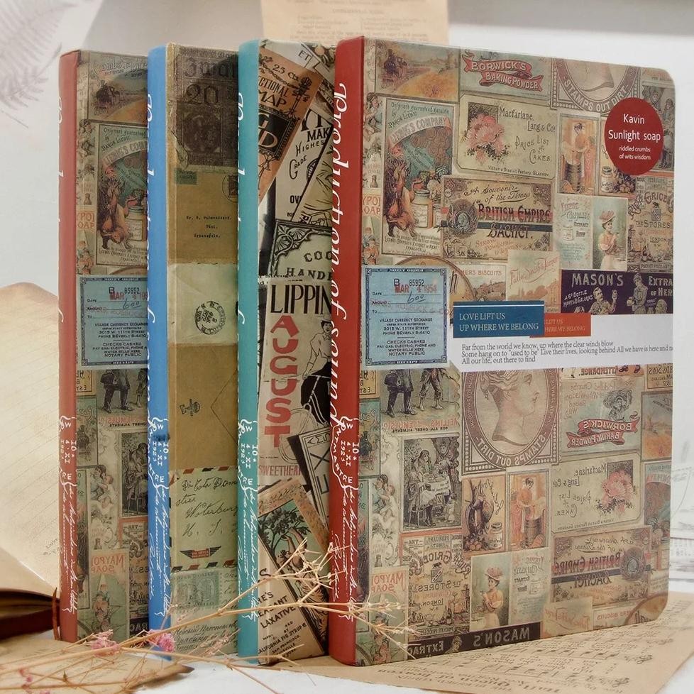 

Journamm 100Sheets/Book Vintage Style Scrapbooking A5 Notebook Kraft Paper Collage Junk Journal Aesthetics Flower Craft Notebook