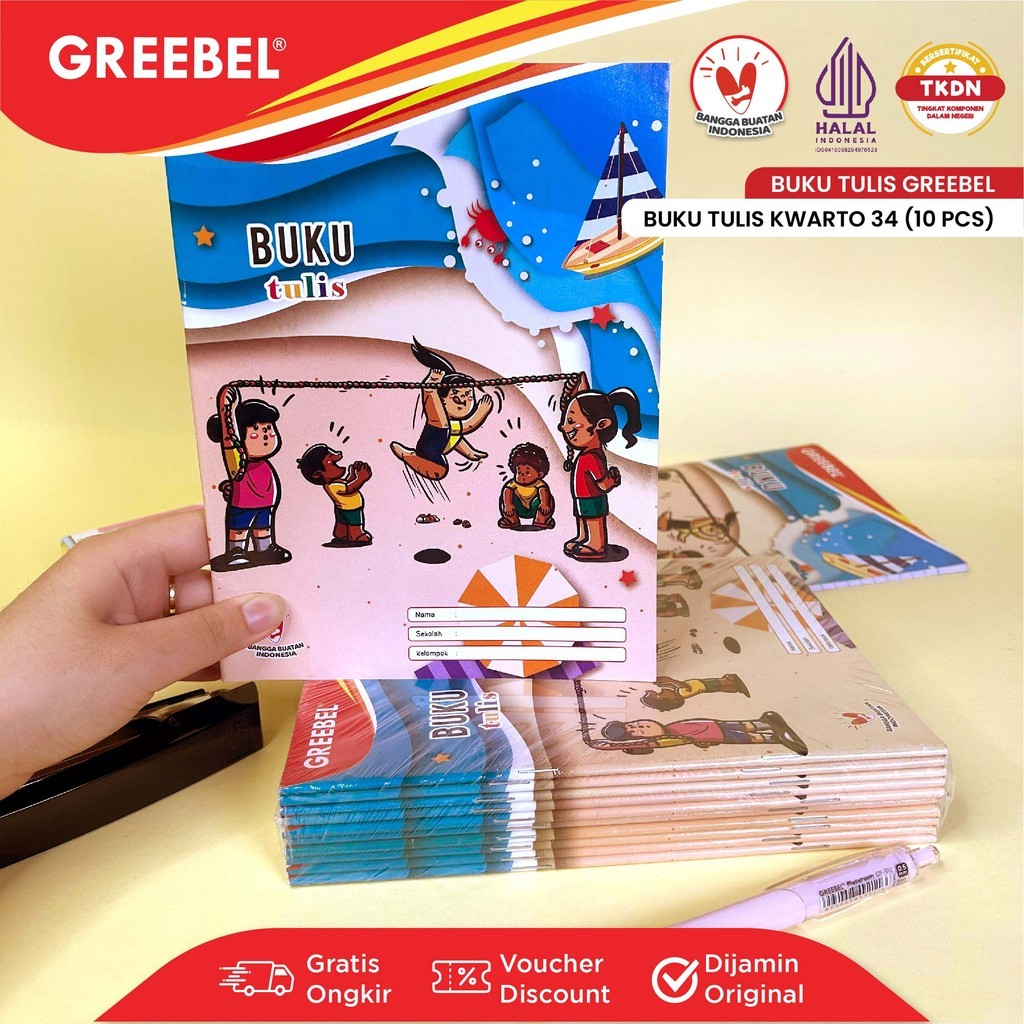 

GREEBEL BUKU TULIS A5 34 HALAMAN (10PCS/PACK) / BUKU TULIS KWARTO