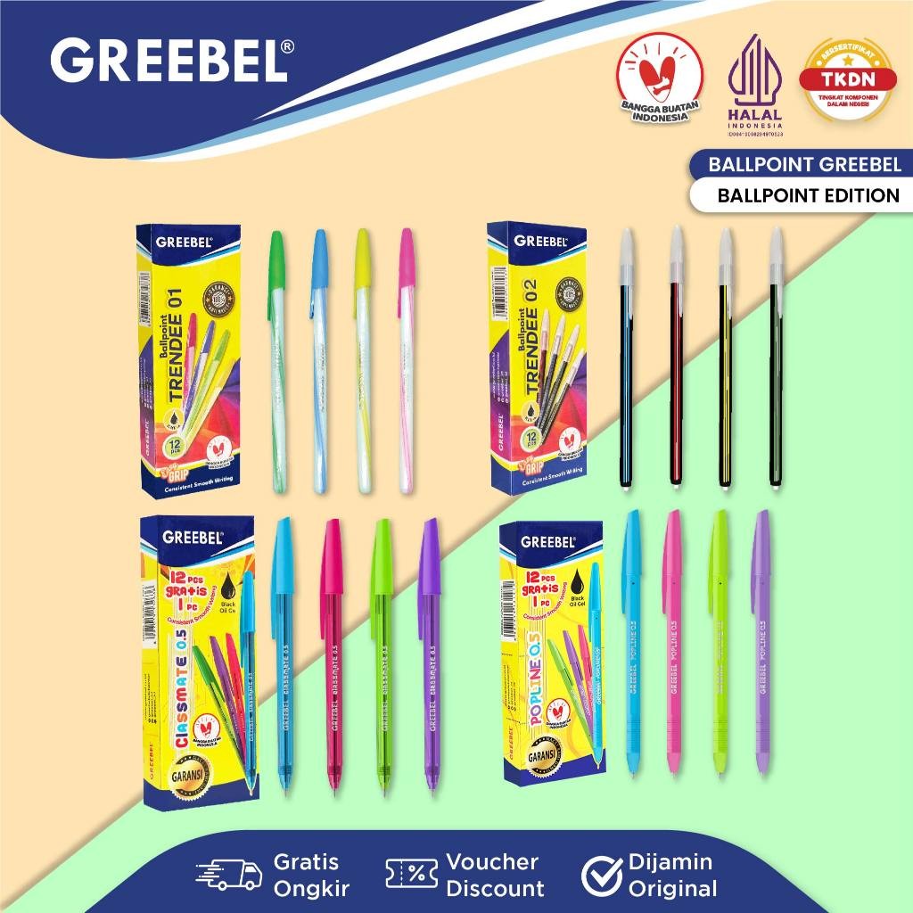 

GREEBEL Pulpen Ballpen Classmate Popline Trendee 01 Hitam (1PCS)