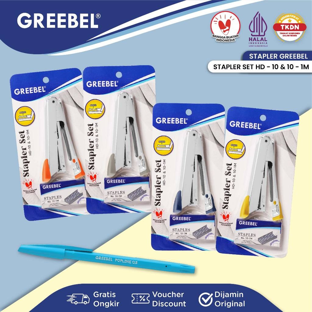 

GREEBEL Stapler Stepler Jepretan (STAPLER SET HD-10 & 10-1M) / Staples Anak Lucu
