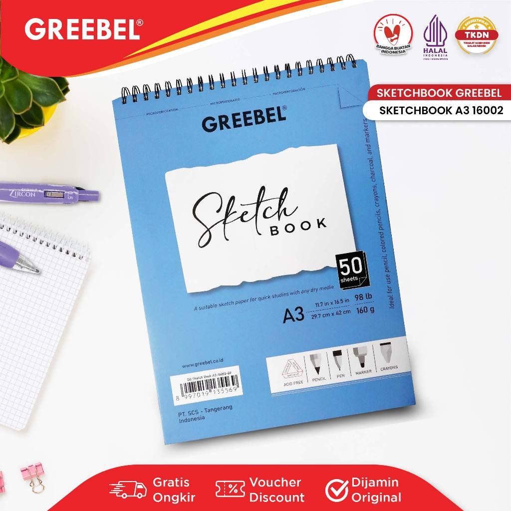 

GREEBEL Buku Gambar Sketch Book A3 50 Lembar (16002) Buku Sketsa Drawing Book