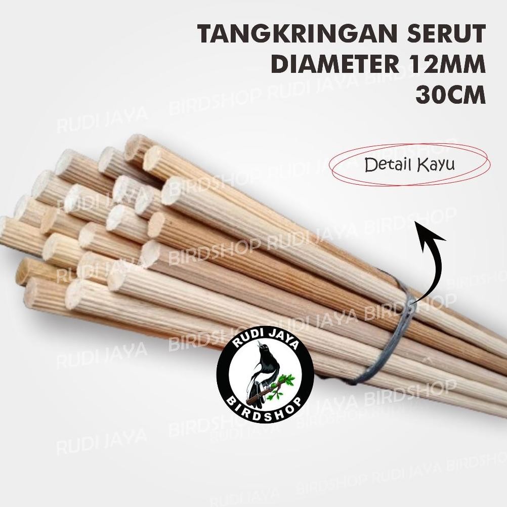 Fb-43 Big Sale Tangkringan Serut Kayu Jati Diameter 12 Mm 1 Pcs 1 Biji Untuk Tangkringan Sangkar Bur