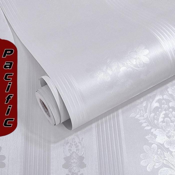 Promo Dtg Wallpaper Salur Putih Emboss 45 X 8M Wallpaper Polos Emboss Tinggal Tempel Gh196