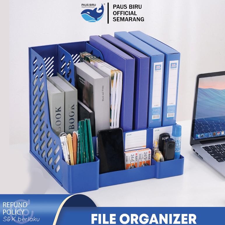 

TERMURAH Paus Biru - Rak Buku Organizer File Dengan Tempat Pena Box File Tempat Buku Tempat Penyimpanan Berkas Kantor Siap kirim