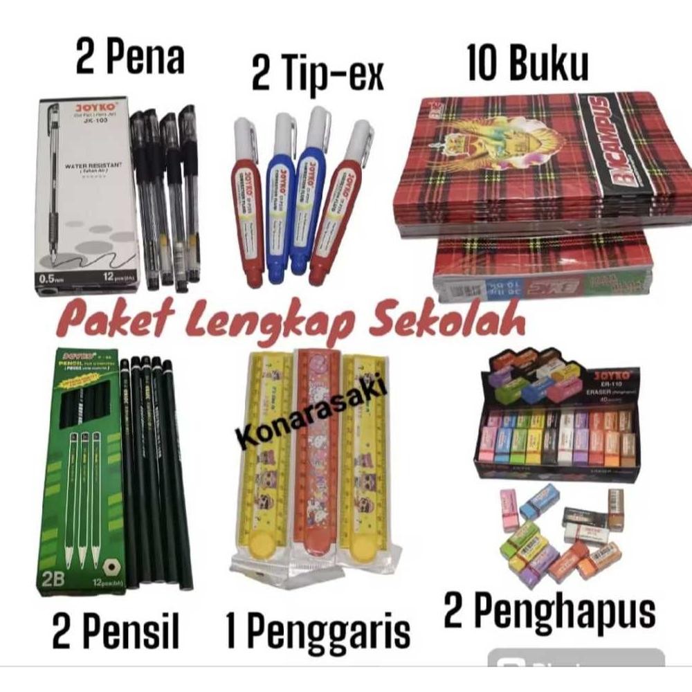 

READY STOCK ( PROMO) Paket Sekolah Lengkap dengan 10 Buku BMCampus, 2 Pulpen, 2 Pensil, 2 Penghapus, 2 Tip Ex, 1 Penggaris