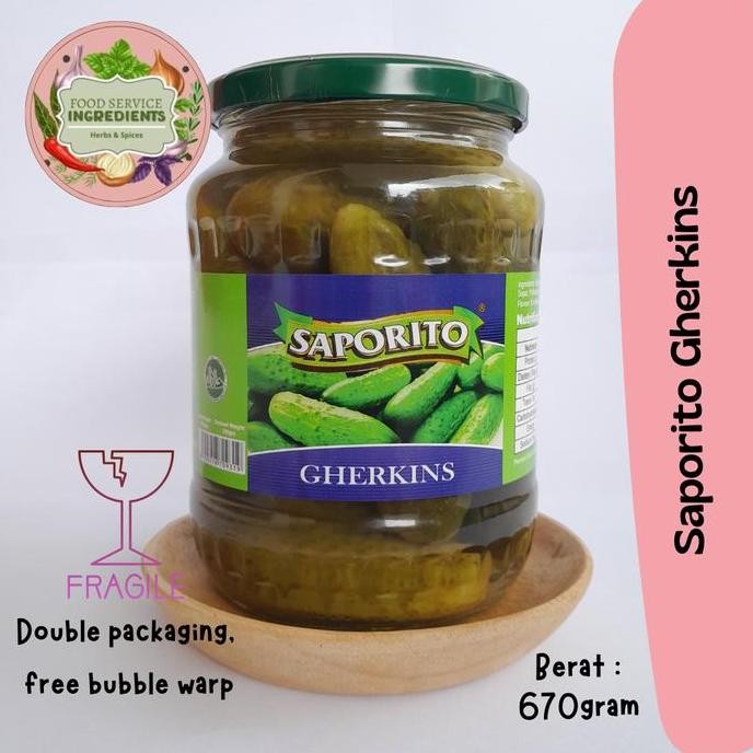 

siap kirim] Saporito gherkins 670gr /acar timun