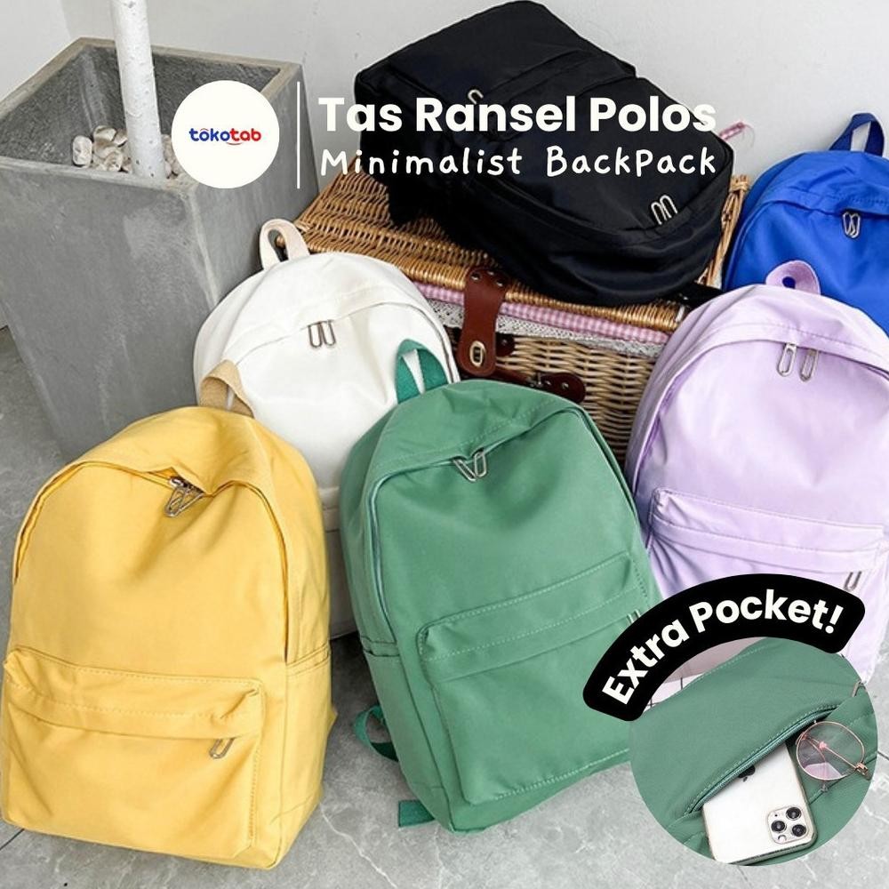 Tokotab - Tas Ransel Sekolah Motif Polos Terbaru Tas Sekolah Warna Pastel Polos Tas Sekolah SMA SMP