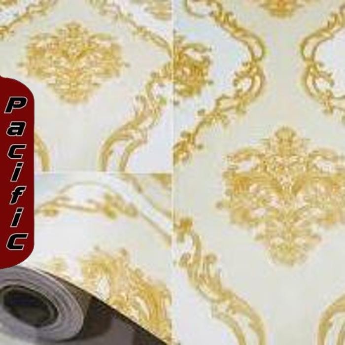 Promo Dtg Wallpaper Dinding Motif Batik Cream Coklat 45 X 8Meter  Wallstiker Ruang Tamu Cy1175