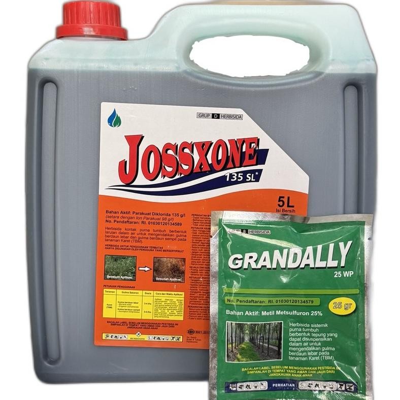 TERLARIS Herbisida Kontak JOSSXONE 135 SL 5 Liter/Racun Gulma Berdaun Lebar dan Rumput Tanaman Karet
