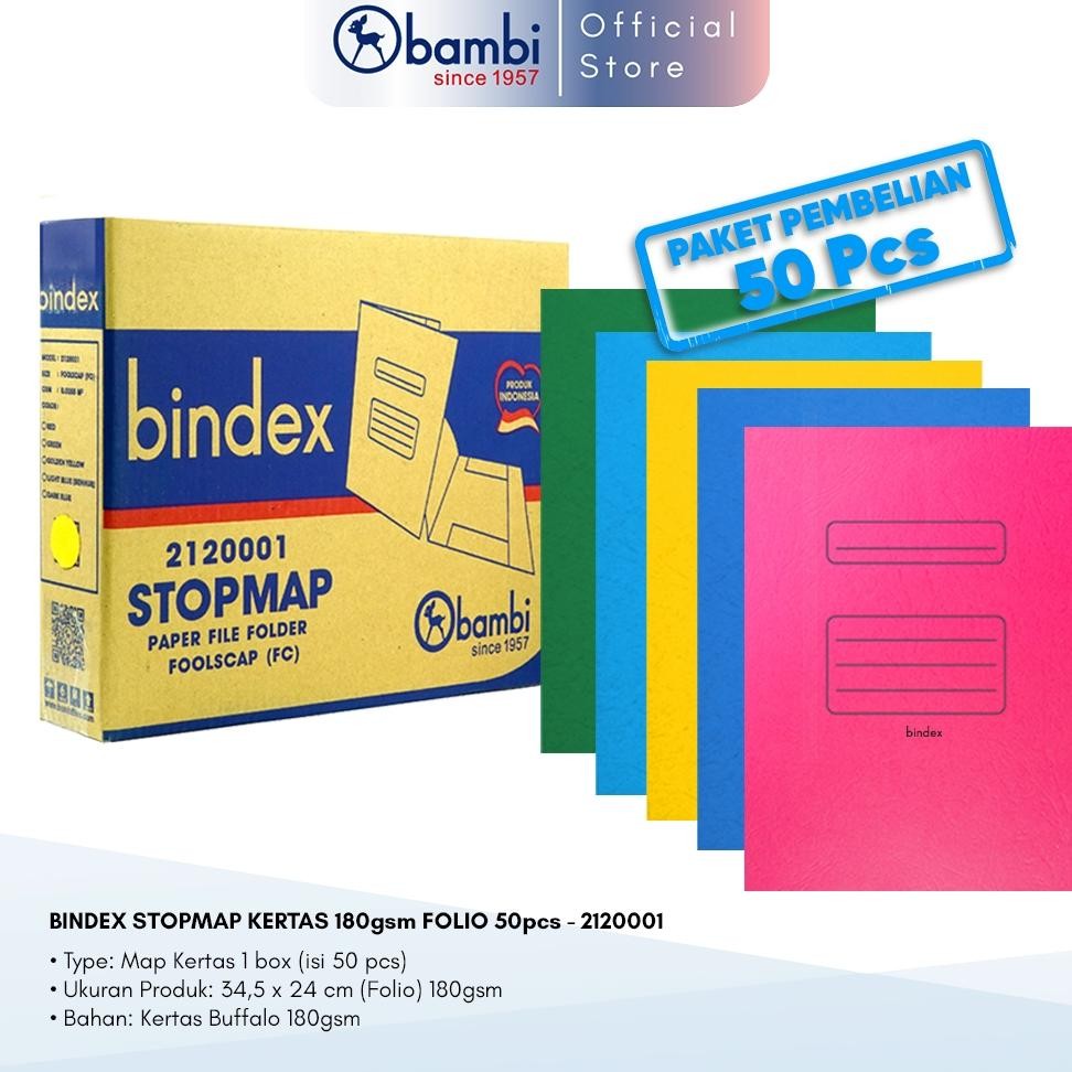 

TERLARIS Bindex Paper Stopmap Folio Tebal 180 Gsm All Color Isi 50 Pcs Original Siap kirim