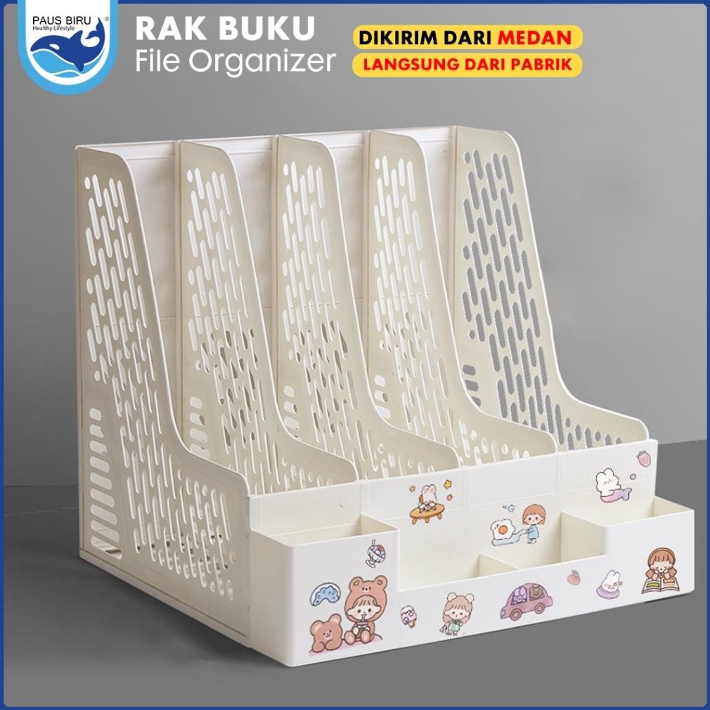 

READY STOK Paus Biru - Desktop Organizer File Organizer Rak Buku Sekat Minimalis Meja Belajar Stationary Kit Berkualitas Laci Rak Buku Lucu Unik Box File Rak Penyimpanan Multifungsi Rak File Multi-layer Siap kirim