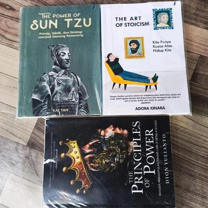 HARGA DISKON PAKET 3 BUKU MOTIVASI THE ART STOICISM THE PRINCIPLES OF POWER THE POWER SUNTZU HIJAU P