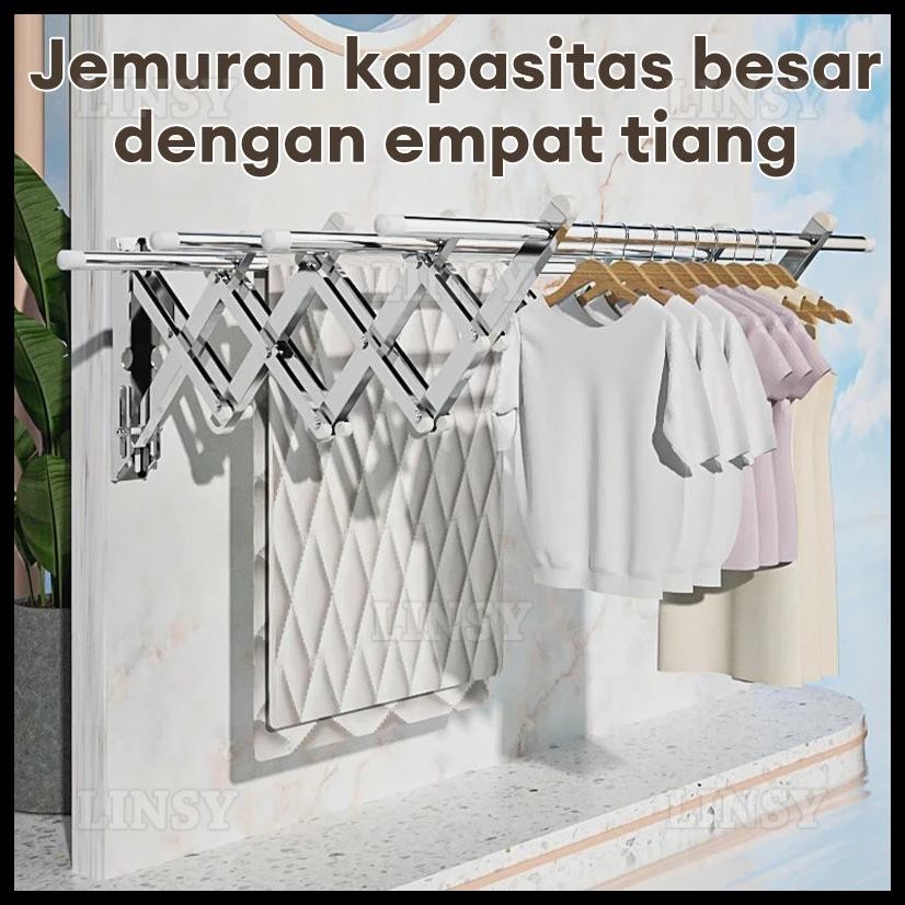 JEMURAN DINDING LIPAT STAINLESS 2 METER JEMURAN BAJU PAKAIAN DINDING JEMURAN LIPAT DINDING
