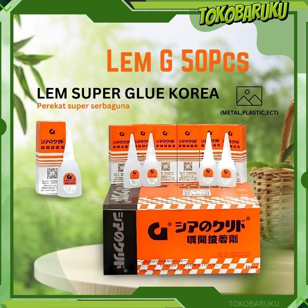 

(JRG)- Glue Korea 10 PC/25 PC/50 PC/Perekat Super Rekat / Lem Korea G Original Asli Lem Power