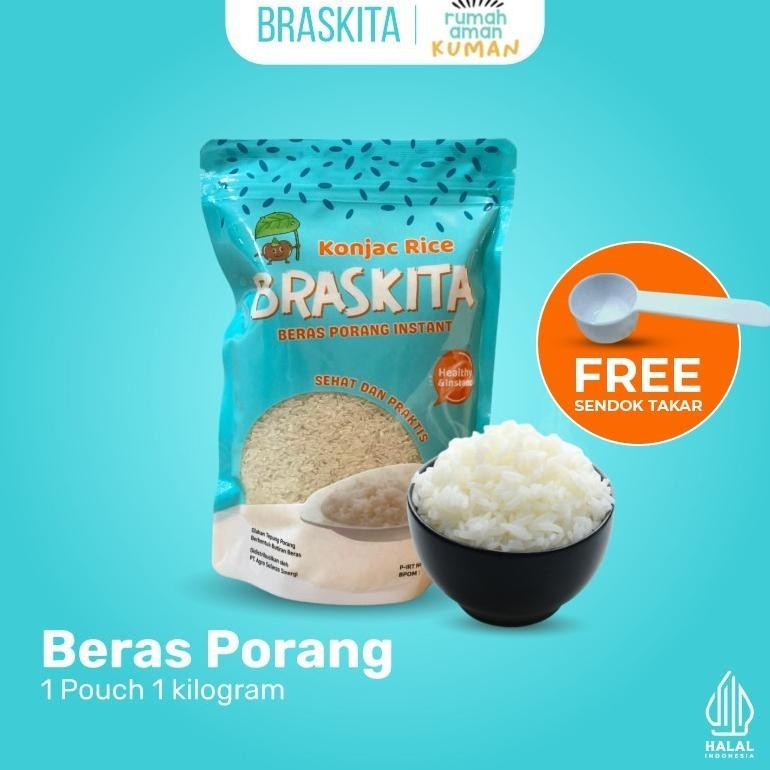 

Braskita 1 Kg Pouch Beras Porang Instant Sehat Praktis Shirataki Konjac Rice Diet Rendah Kalori Gula