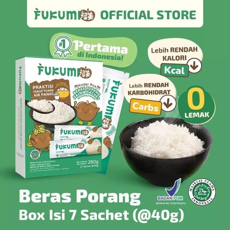 

FUKUMI BERAS PORANG BOX SACHET/fukumi shirataki beras konjac rice diet keto 1 box isi 7 sachet
