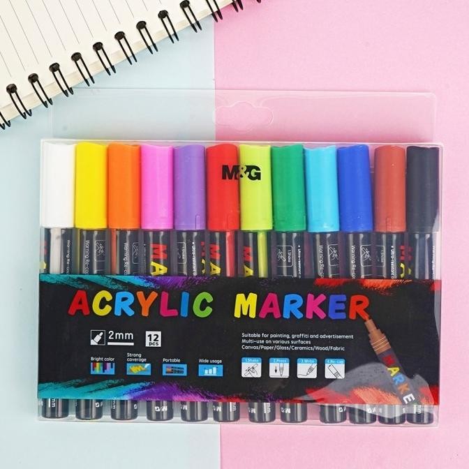 

M&G Acrylic Marker Set / M&G Spidol Akrilik Set Isi 5 12 Pcs / M&G Spidol Warna Set