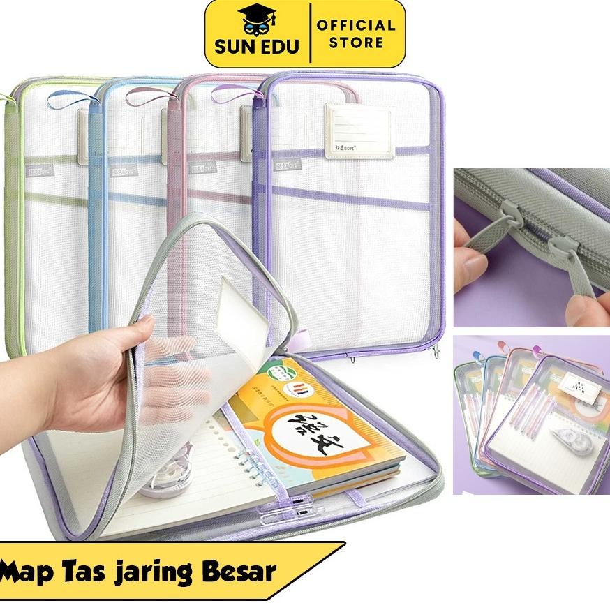 

Tas Dokumen Transparan 3 Lapis / Tas Buku Portabel Jaring Tas Penyimpanan Kertas