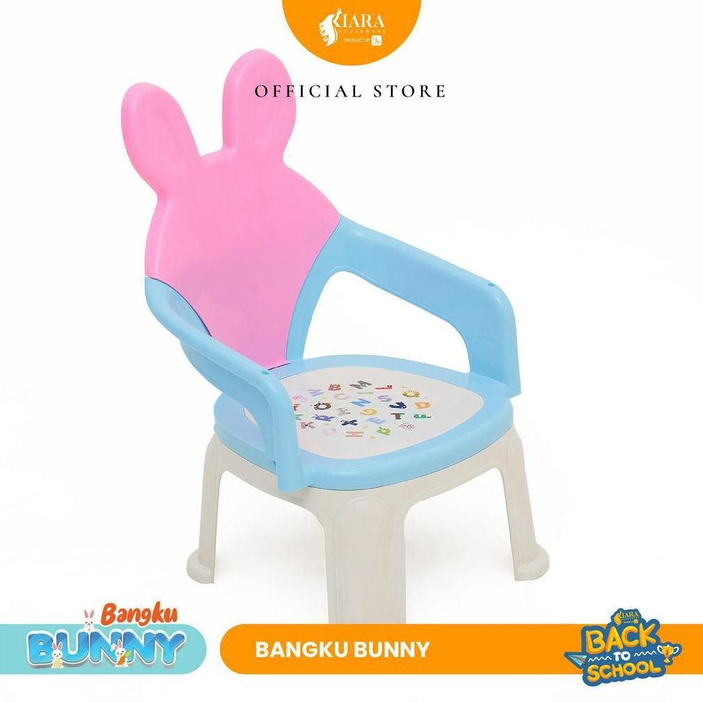 KIARA HOURE Set Meja Kursi Anak Bunny Bangku Belajar PlastikSandaran