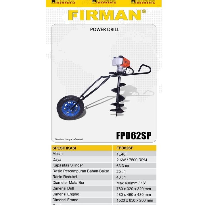 Mesin Bor Tanah Dorong Roda FIRMAN FPD62SP / Earth Auger Drill FPD 62SP - Mesin Bor Penggali Tanah F