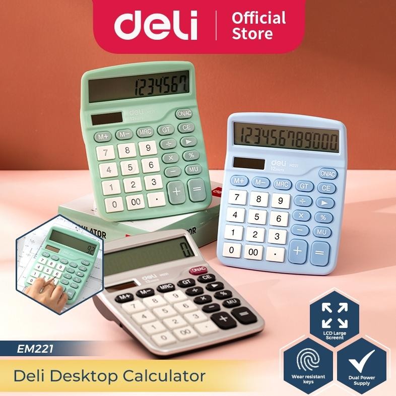 

TERLARIS Deli Kalkulator Meja / Desktop Calculator Layar 12 Digit Warna Lucu EM221 Siap kirim