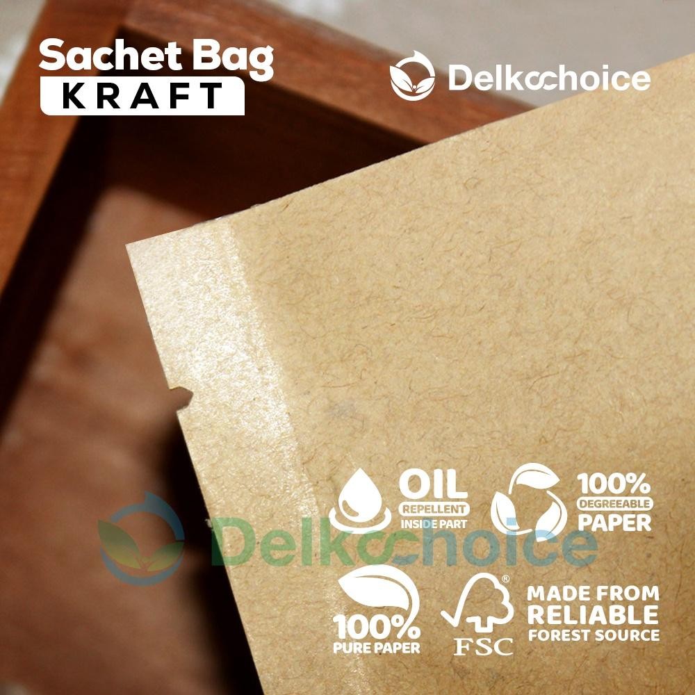 Kemasan Saset Kraft Paper Sachet Bag Kraft Non Ziplock Delkochoice
