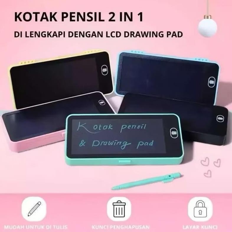 

Penuh Inovasi [Fs] Kotak Pensil Case Besar Lcd Writing Drawing Box Case Ukuran Besar Pencil Drawing Pad Edukasi 2In1