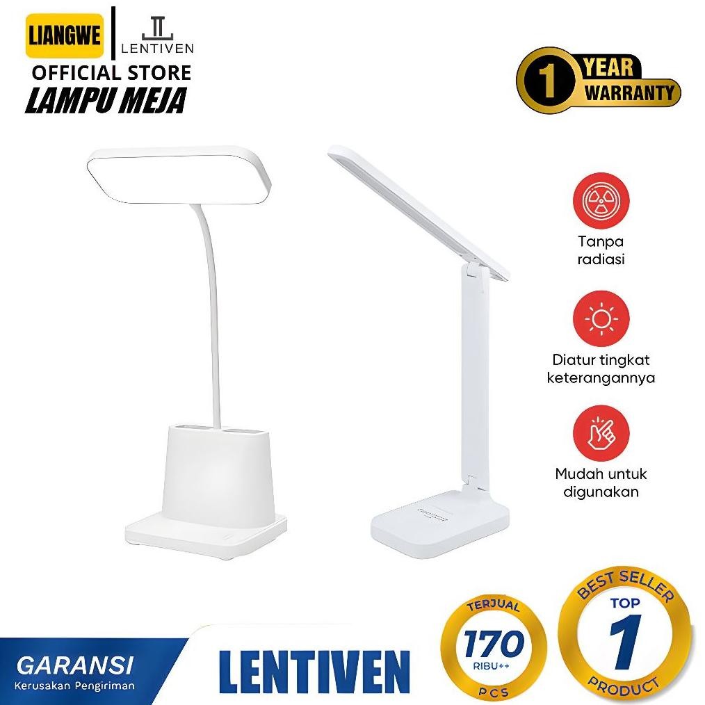 

TERLARIS LIANGWE LENTIVEN Lampu MEJA BACA LED Portable Belajar Tricolour Sentuh 3 Flexible Tempat Pensil 688A Siap kirim