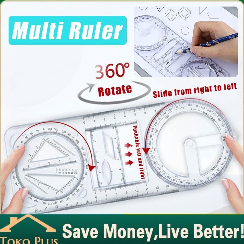 

Original Penggaris Geometri Multifungsi Busur Derajat / Rotary Geometric Drawing Ruler Penggaris Multifungsi Geometri Bisa Diputar Hadiah Kreatif Drawing Ruler Alat Tulis Sekolah Kantor Perlengkapan Belajar Alat Ukur Multifunctional Drawing Ruler