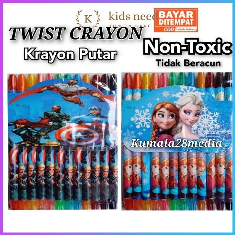 

Elegan Krayon Putar Panjang 12 Warna /Crayon Putar Panjang 12 Warna/Rolling Crayon/Oil Pastel