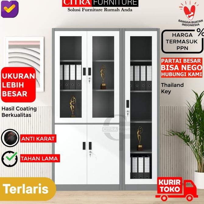 

DISKON SHUMO Lemari Arsip Besi 3 Pintu 1/2 Kaca | Filling Cabinet Kantor