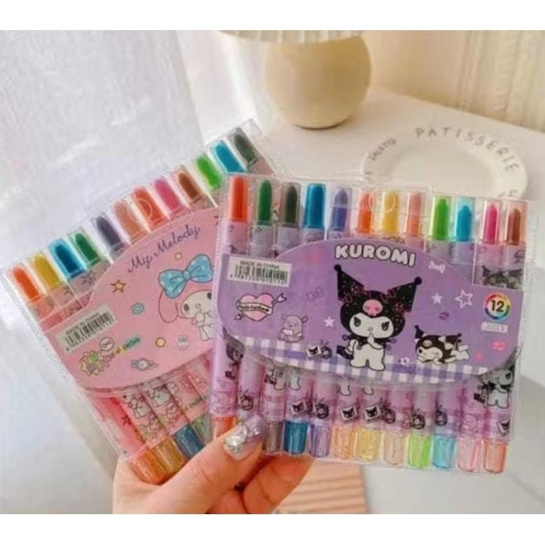 

Efektif [Zen] Pensil Warna/Stik Crayon Putar 12Warna Motif Karakter Sanrio Labubu Mix Murah