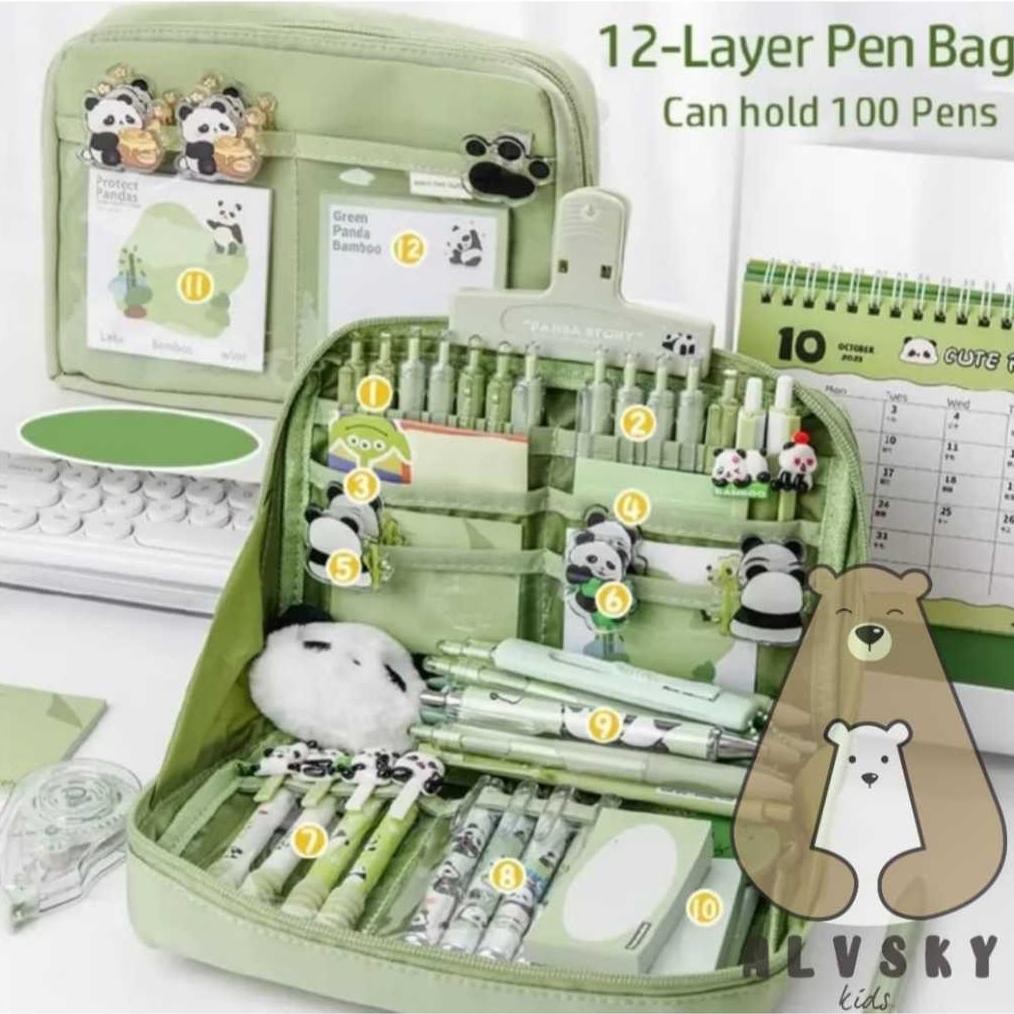 

NEW!!! SUPER LARGE CAPACITY PENCIL CASE KAWAII CANVAS PENCIL BOX POUCH ORGANIZER 8 LAYER / 12 LAYER