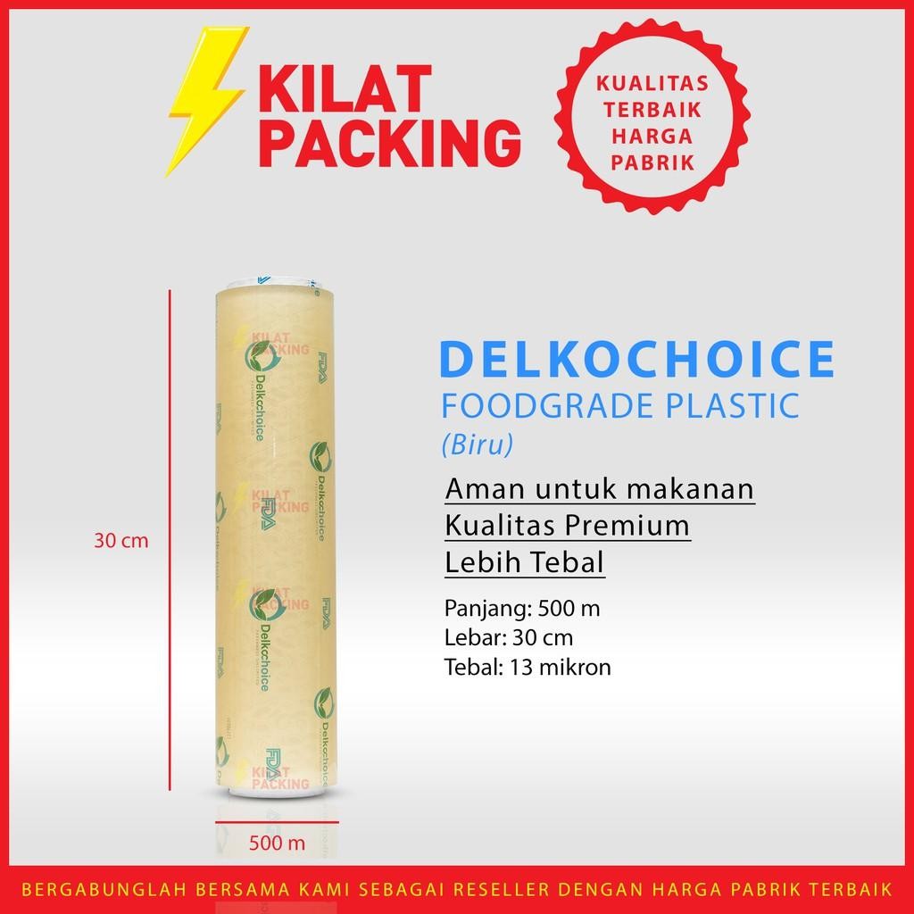 Cling Wrap Delkochoice 30Cm X 500M Food Grade Blue - Plastik Pembungkus Makanan - Plastik Wrap