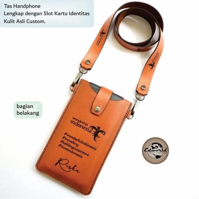 

JUAL Tas Hp Lengkap Dengan Tempat ID Card Kulit Asli Custom
