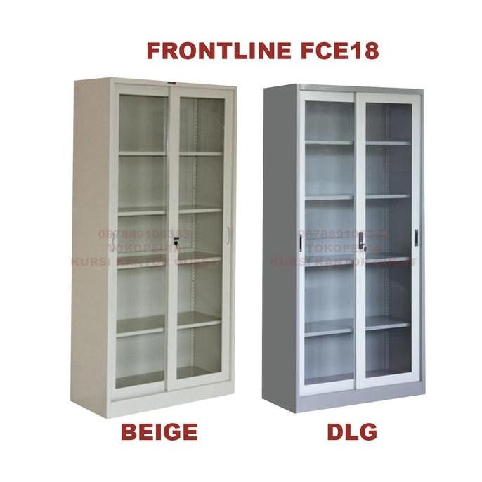 

HARGA DISKON Lemari Arsip Besi Pintu Geser Sliding Kaca Kantor FRONTLINE FCE 18 FR