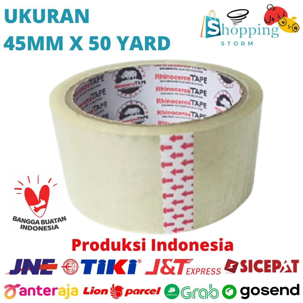 

Lakban Bening Putih Rhinoceros Tape Isolasi Selotip Clear 2 Inci 45Mm X 50 Yard