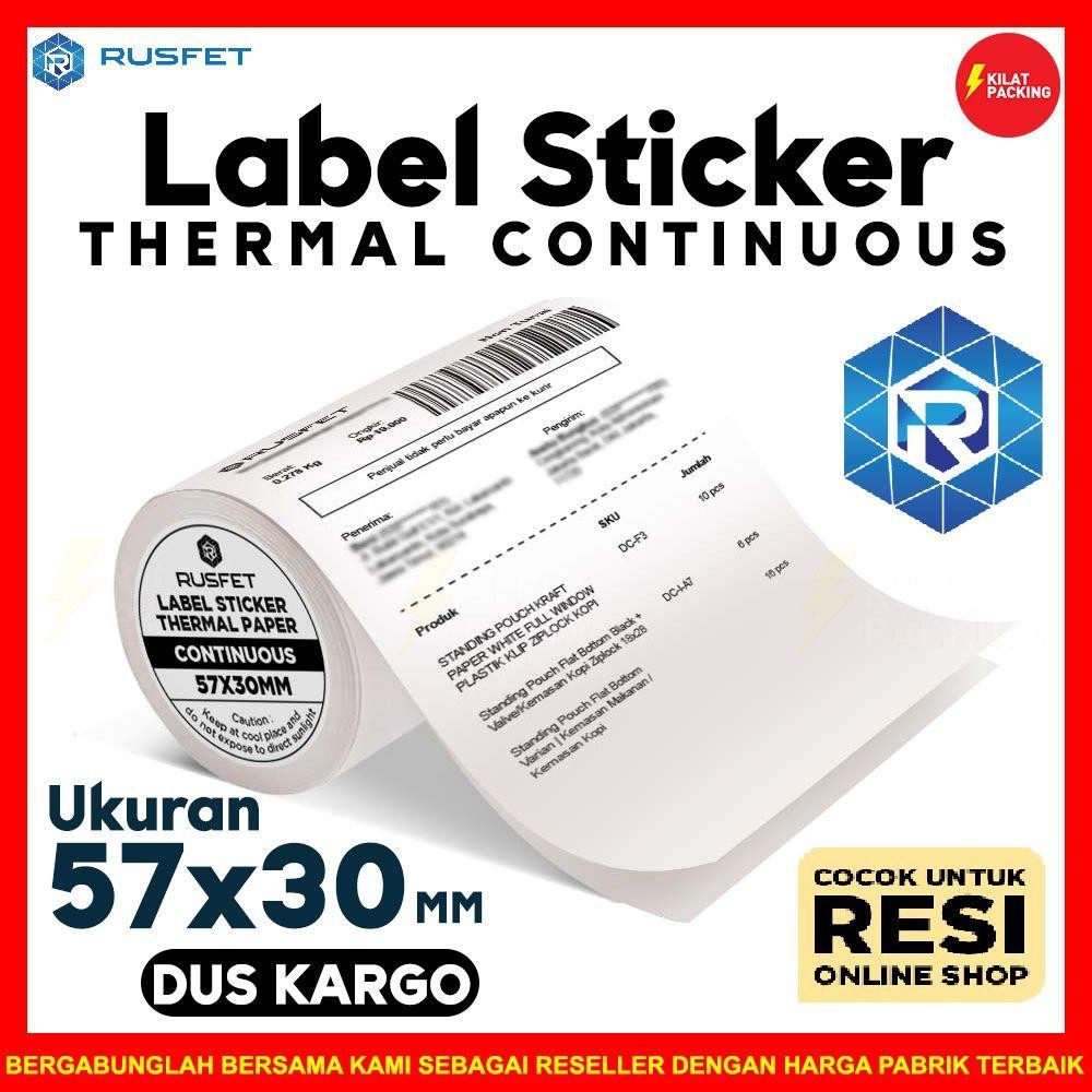 

Label Sticker Thermal 57X30 Continuous Rusfet Lebel Dus Kargo