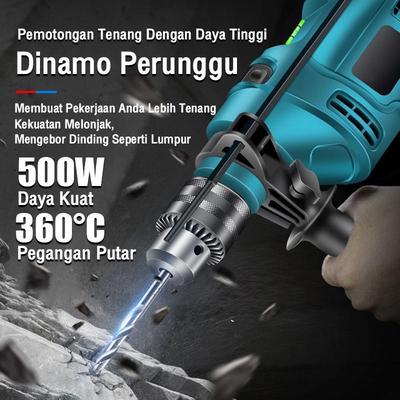 Reaim Motor Tembaga MurniMesin Bor Listrik 13Mm Bolak Balik Electric Drill Bor Beton Kayu Besi Tembo