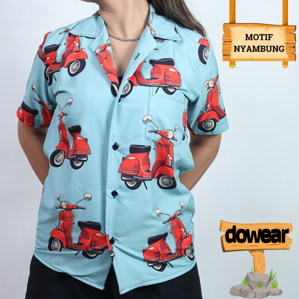 Dowear Baju Kemeja Kekinian Hem Motif Pria Wanita Trend Distro Jumbo Terbaru VESPA TOSCA 902