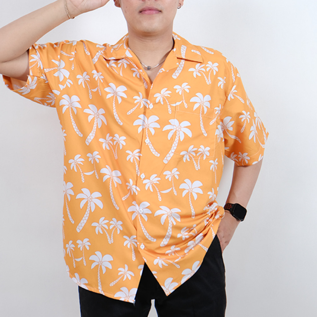 GOKS Baju Kemeja Hawai Kekinian Pria Wanita Kemeja Oversize Outer Pria Pantai 216 KELAPA KUNING
