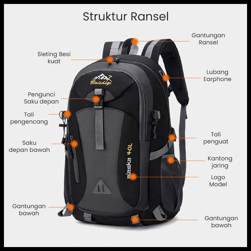 BOPAI 40L TAS RANSEL PRIA BACKPACK COWOK SEKOLAH TAS SEKOLAH ANAK LAKI LAKI TAS GENDONG LAPTOP ANTI 