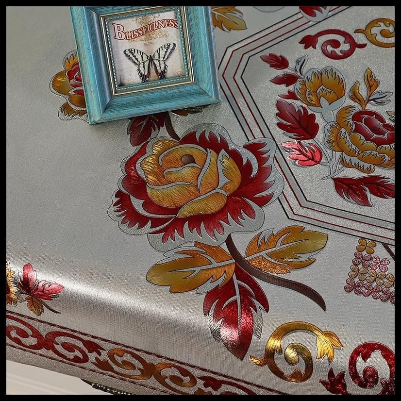 (SERBASERBI )ALAS MEJA MOTIF BUNGA MEWAH AESTHETIC HIGH QULITY / TAPLAK MEJA RUANG TAMU MOTIF SULTAN