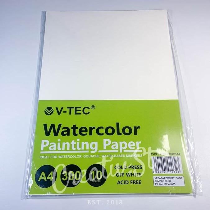 

Hot Promo !!! V-Tec A4 Kertas Lukis Cat Air Watercolor Paper Sheets 300 Gsm Cold Press 10 Sheet