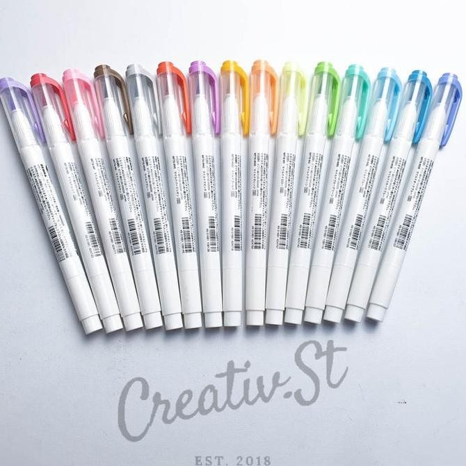 

New Collection !!! Zebra Mildliner Brush Pen Double Sided Highlighter Penanda Marker Pink Yellow (1 Pcs)