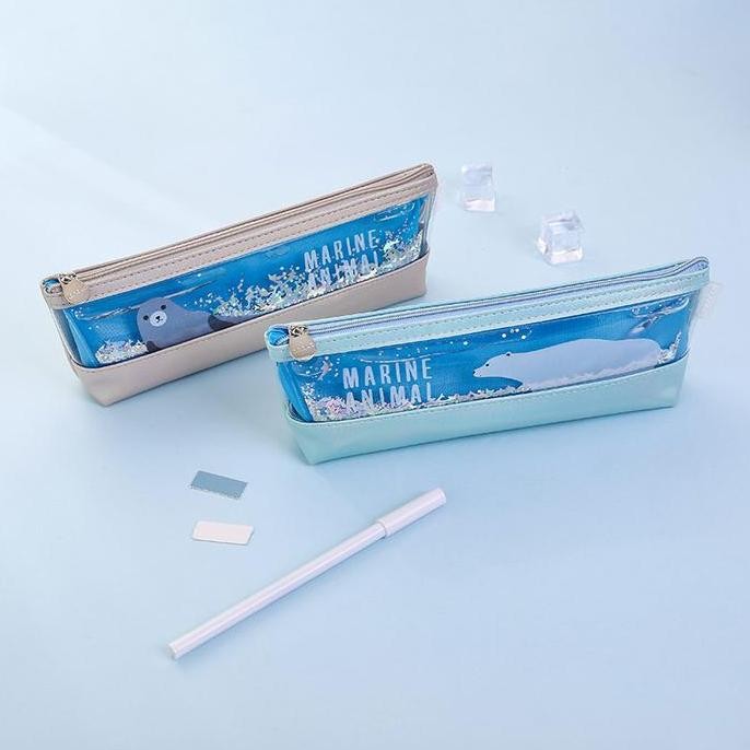 

Spot Barang !!! [Creativ] Marine Animal Shiny Quicksand Pencil Case